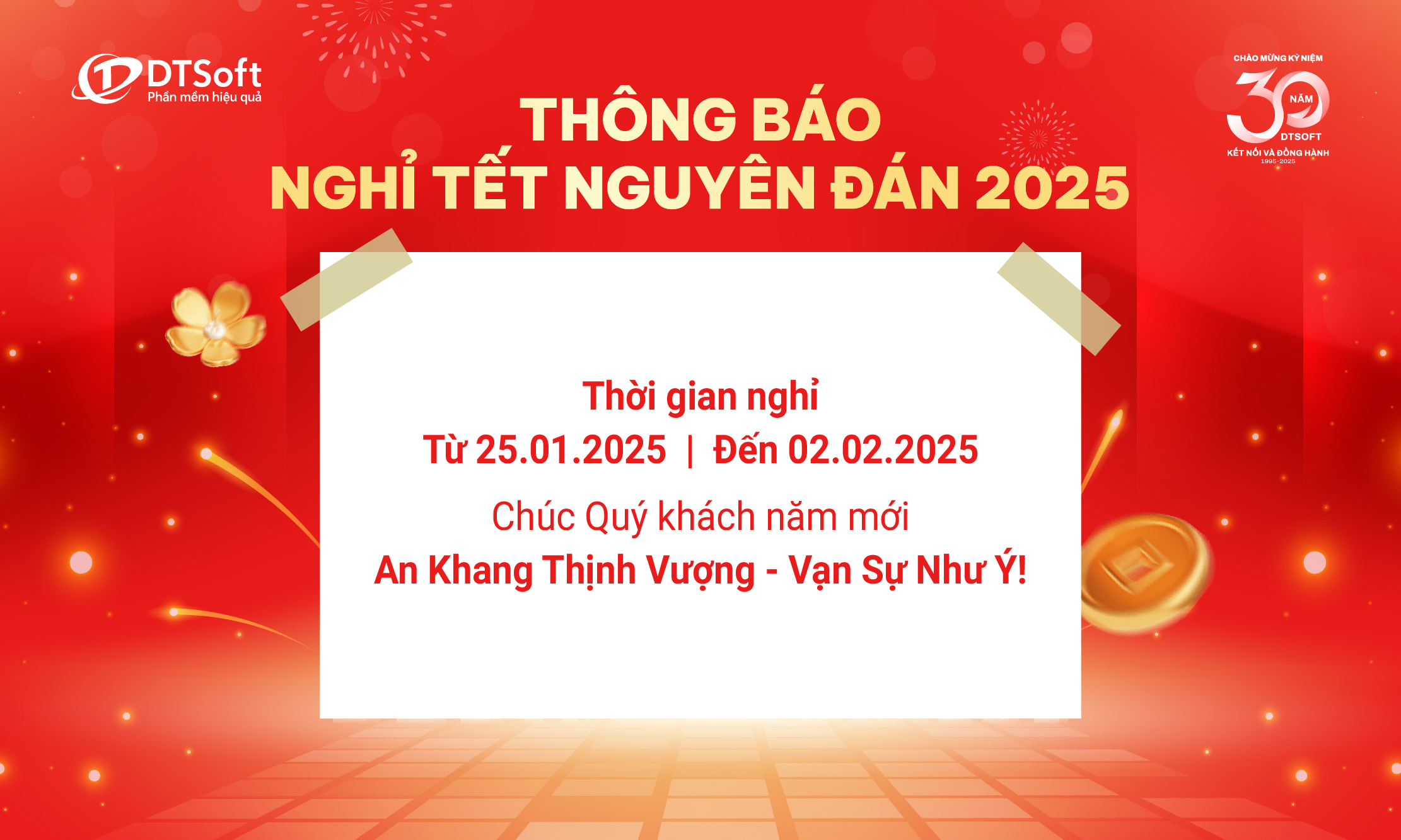 DTSOFT THÔNG BÁO NGHỈ TẾT ẤT TỴ 2025