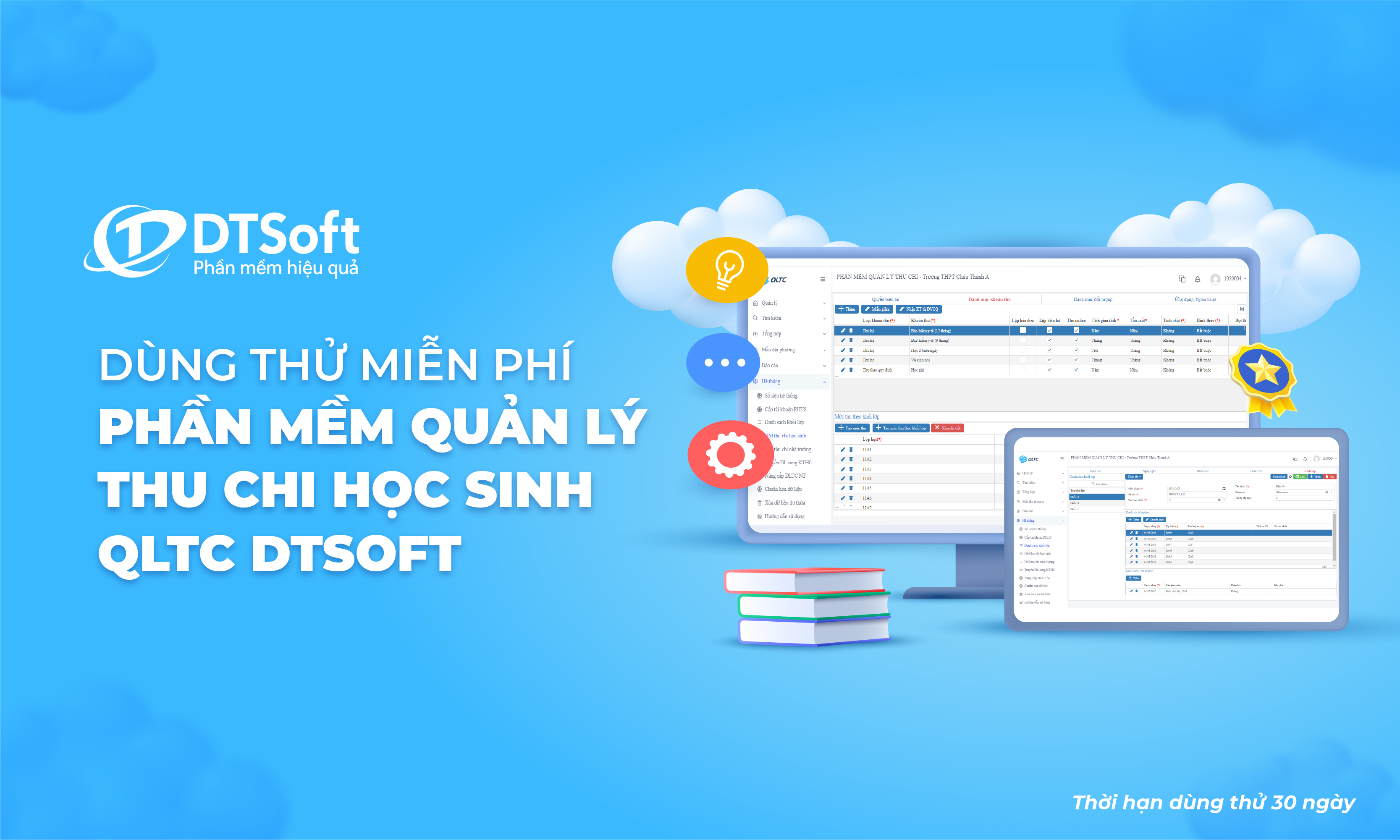 Tải miễn phí Phần mềm Quản lý thu chi học sinh DTSoft QLTC